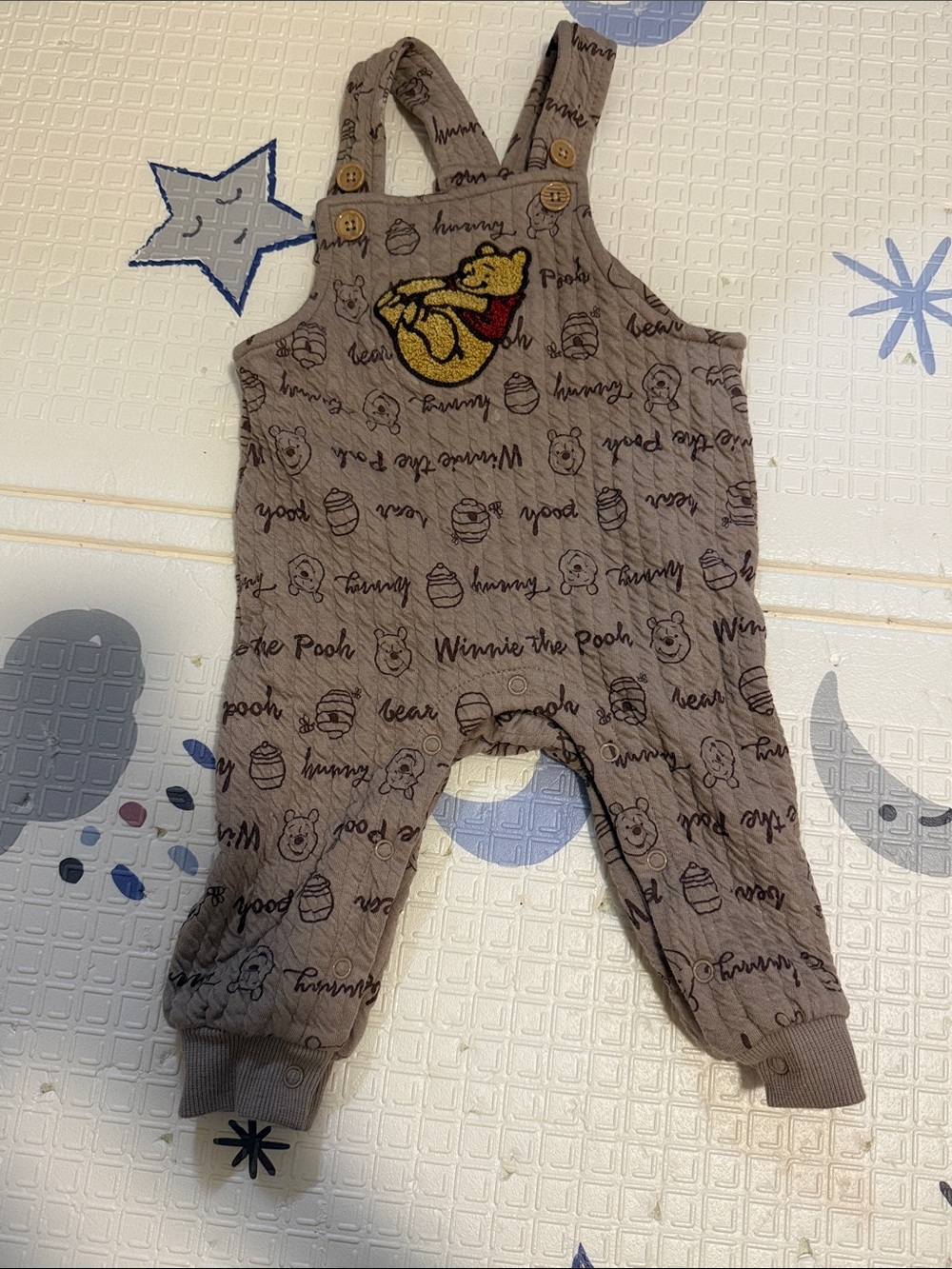 Winnie the Pooh Brown Baby Overalls Romper